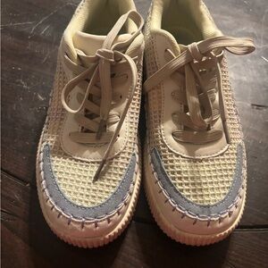 Nicole Miller Cream and Gray Sneakers